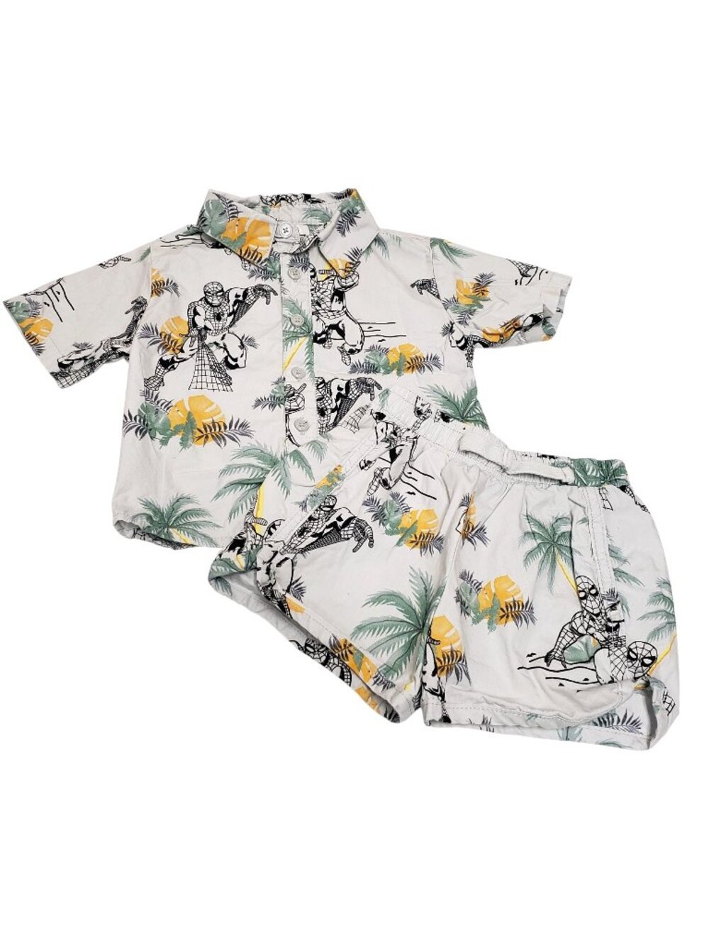 Marvel Spider-Man Kids Size 18M Hawaiian Button Shirt & Shorts Set 18 Months
